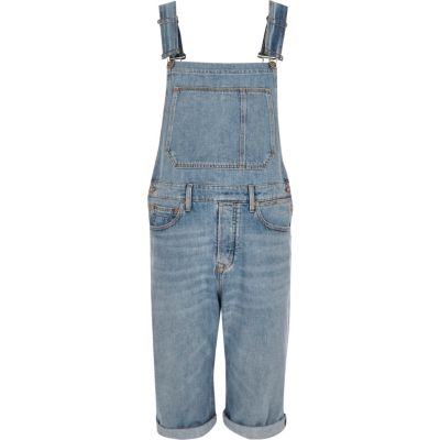 Light blue wash cropped dungarees